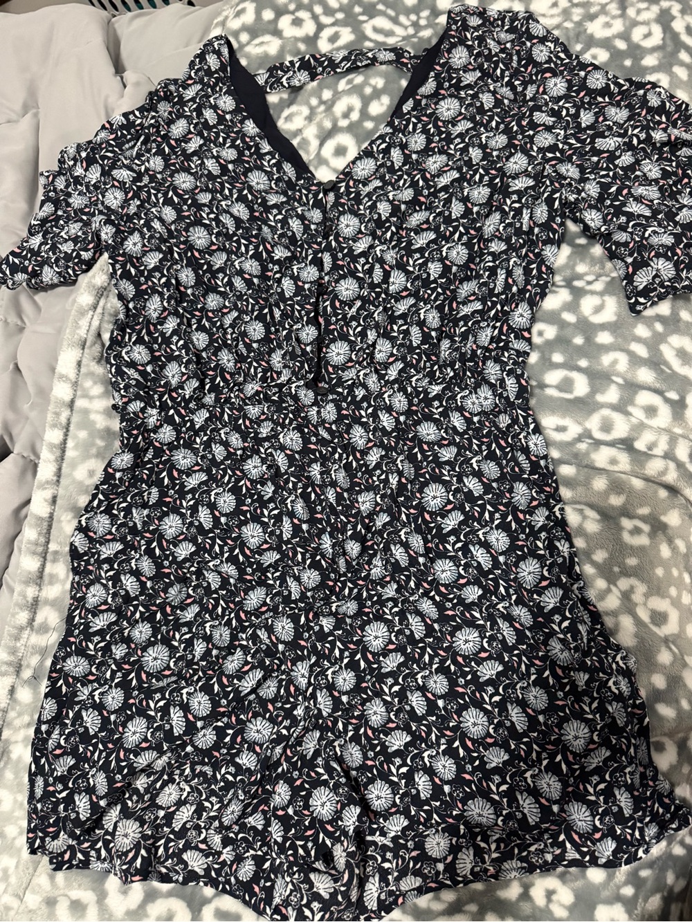 Loft black with flowers romper size M